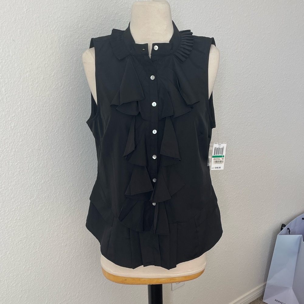 Aqua Black Sleeveless Blouse